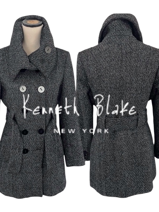 Kenneth Blake New York Jackets & Blazers - New Kenneth Blake New York Heathered Black/White Double Breasted Coat (M)
